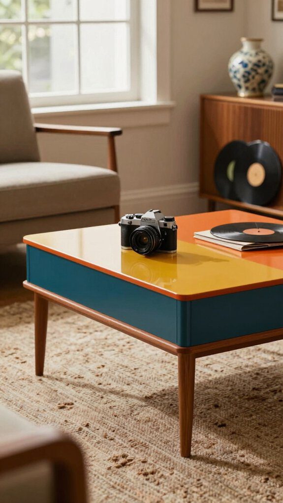 diagonal mustard and avocado table