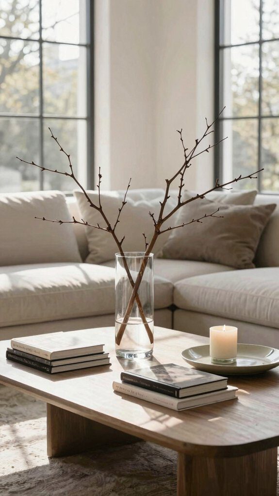 14 Coffee Table Decor Ideas for a Stylish Living Room Setup 11 dollar tree vase branches arrangement