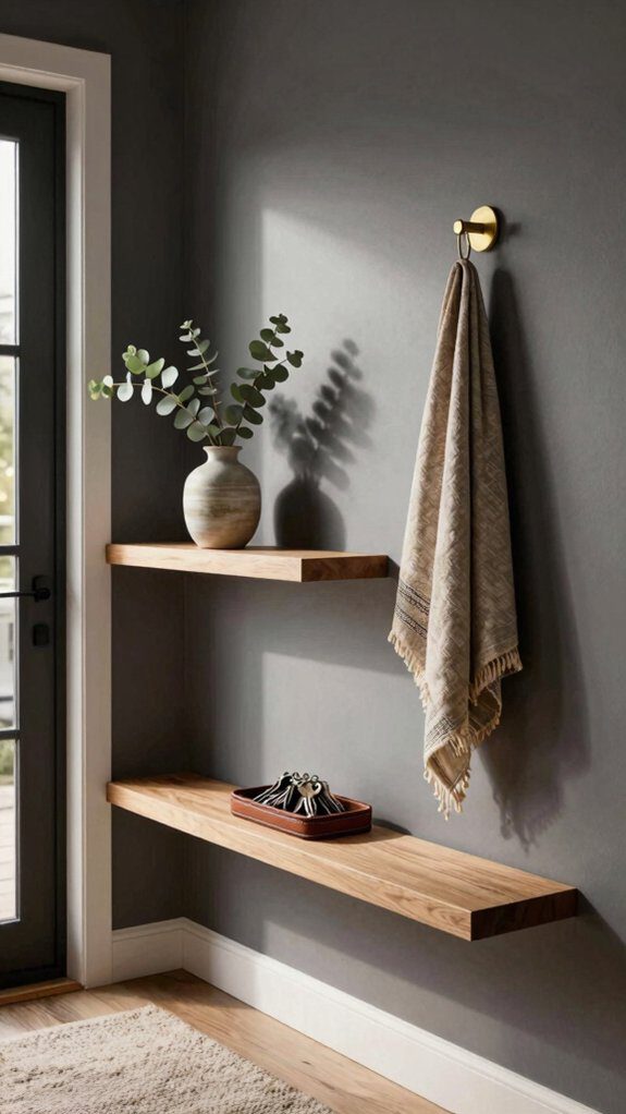 entryway shelf with hooks