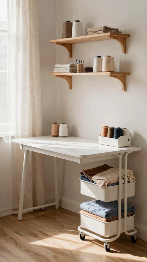 foldable workspace with stacked storage