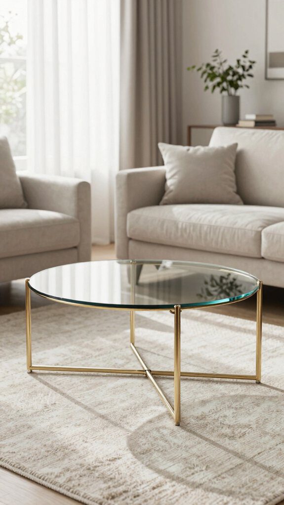 glass tabletop with metallic accents