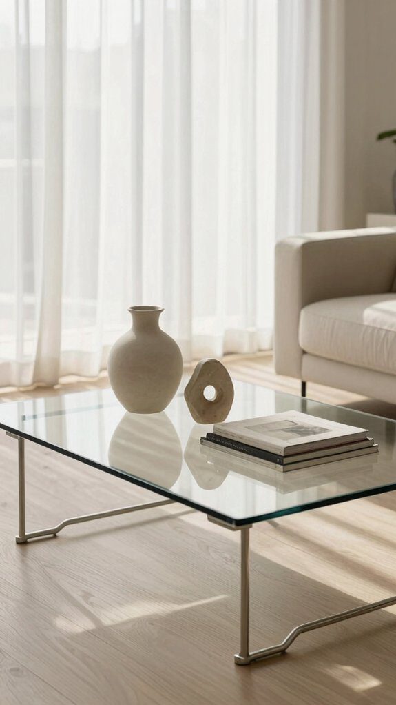 glass tabletop with sculpture