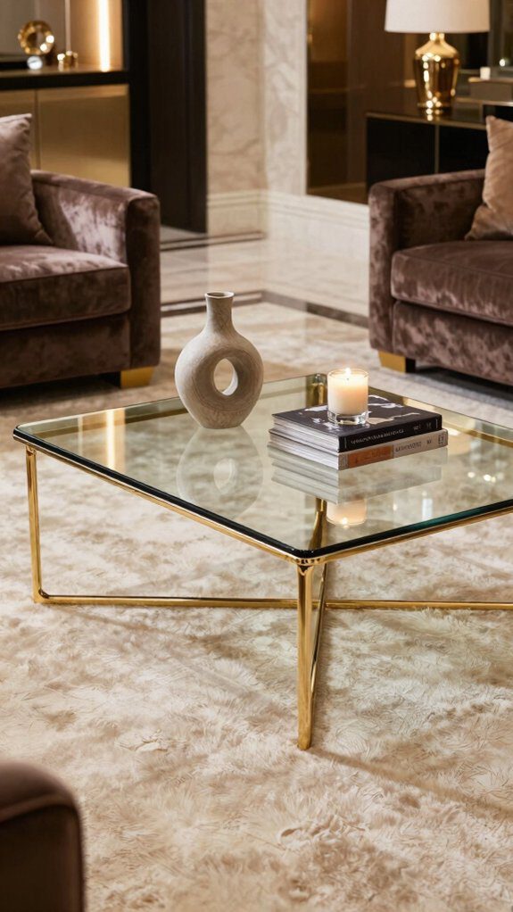 glass top gold frame