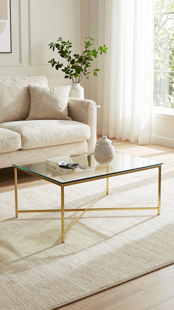 gold frame glass coffee table