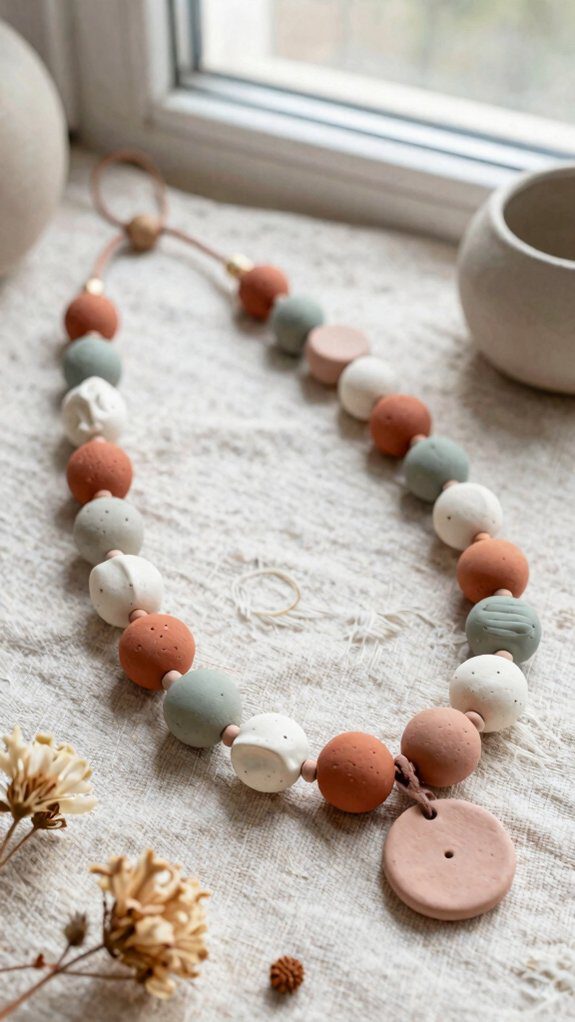 handmade air dry clay necklaces