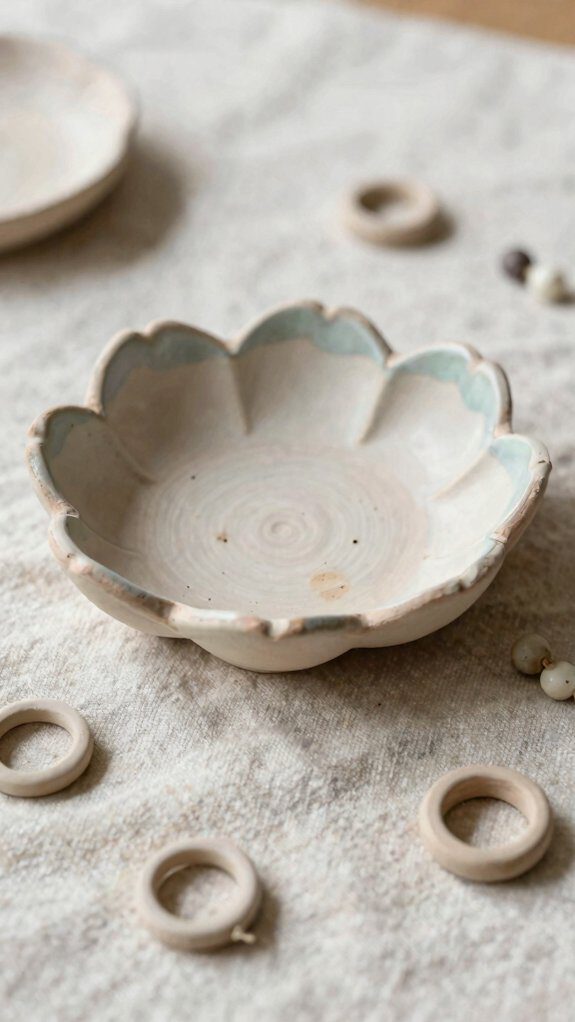 handmade floral clay trinket dishes