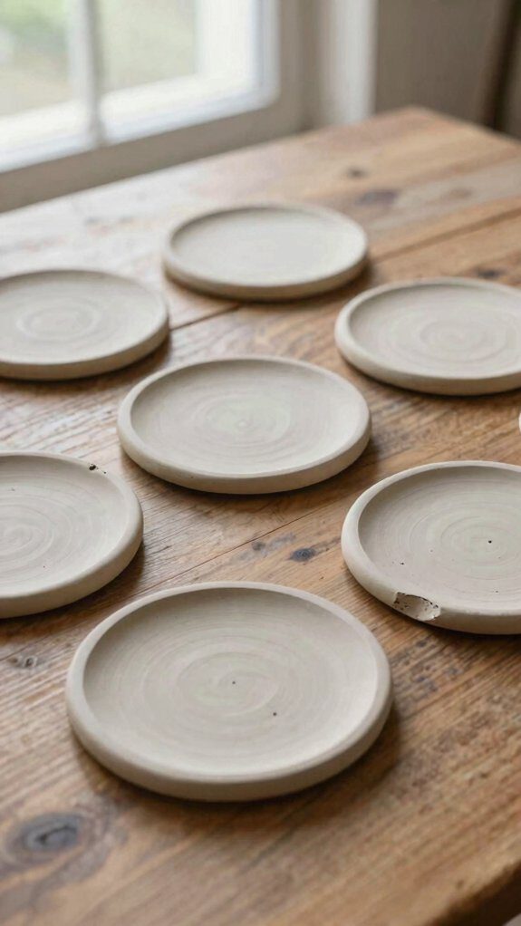 handmade thin sealed clay coasters