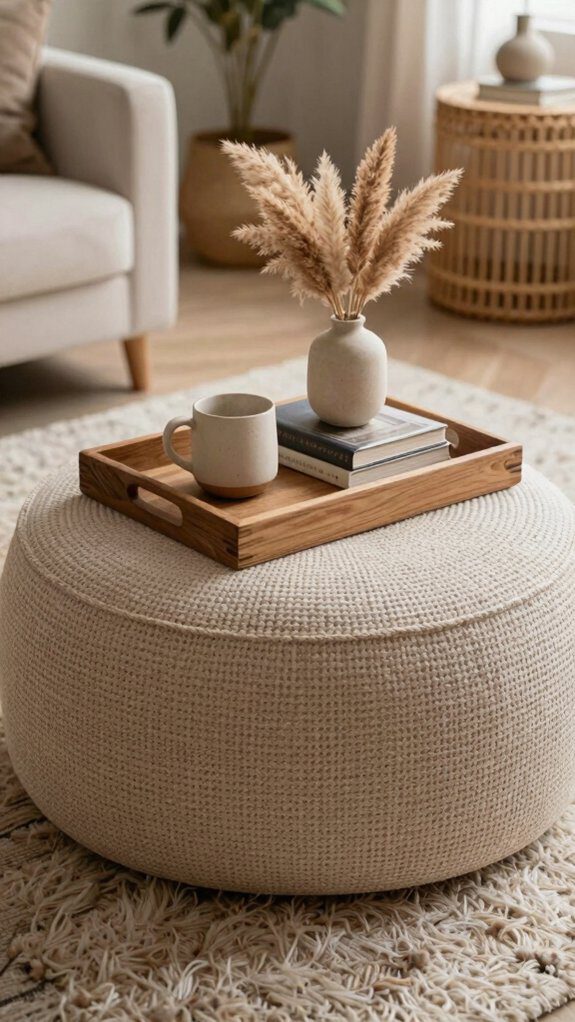 12 Ottoman Coffee Table Ideas That Are Stylish and Functional 12 handwoven jute braided ottoman