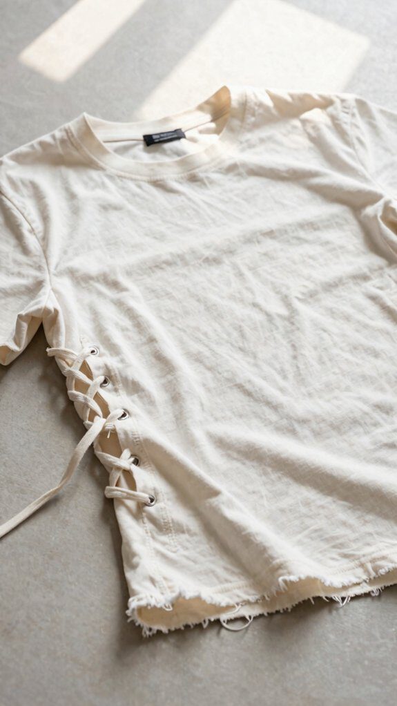 lace up side seam tee