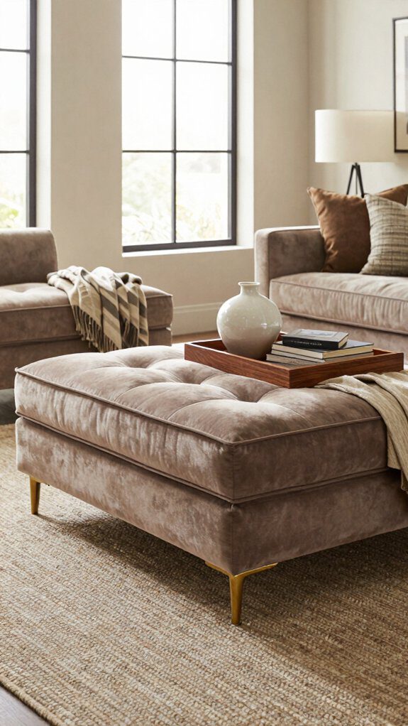 12 Ottoman Coffee Table Ideas That Are Stylish and Functional 11 large square ottoman centerpiece