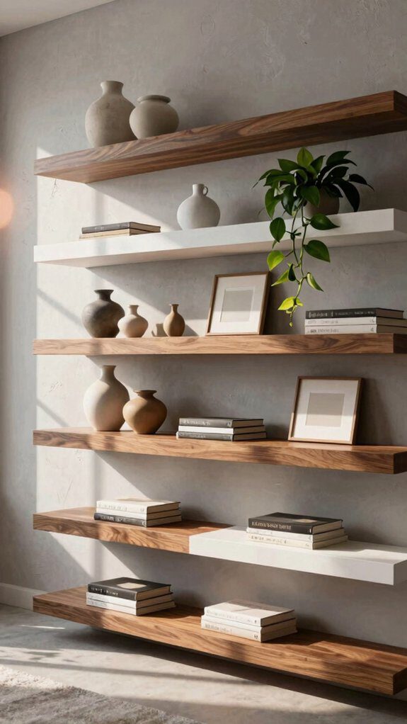 layered vertical textured shelving design