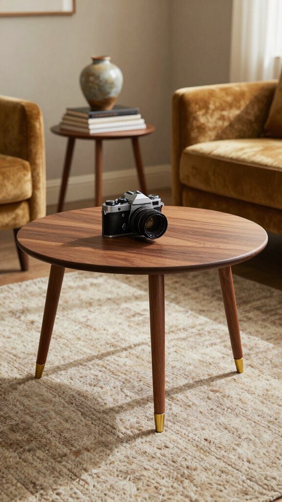 light wood round coffee table