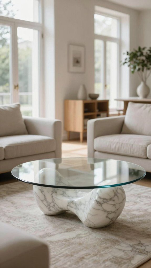 marble plinth glass top table