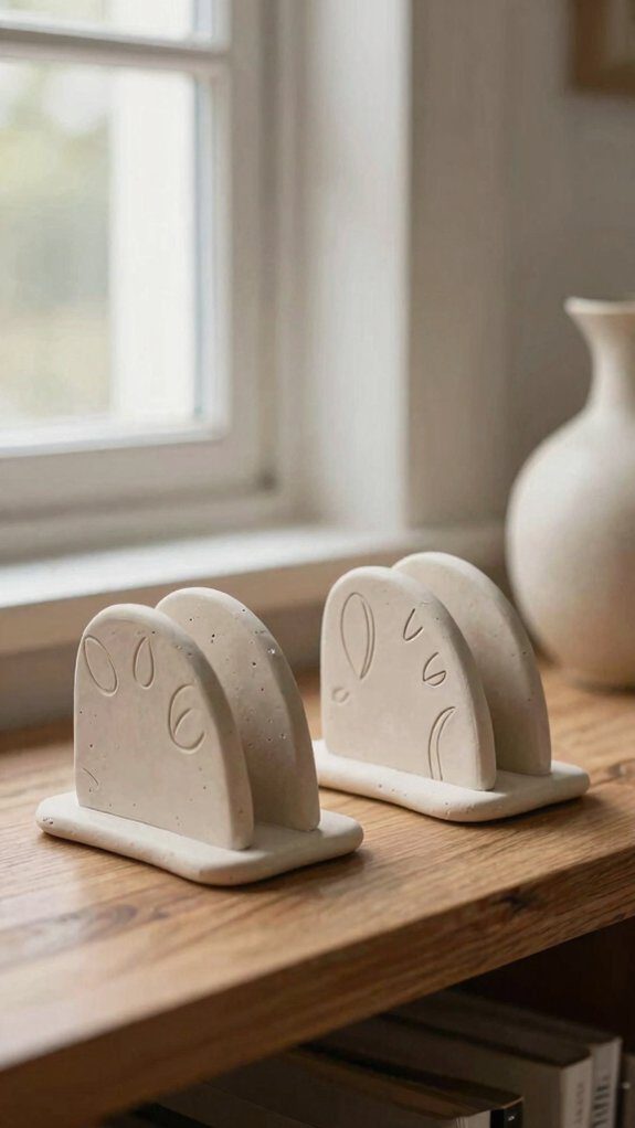 marbled air dry clay bookends