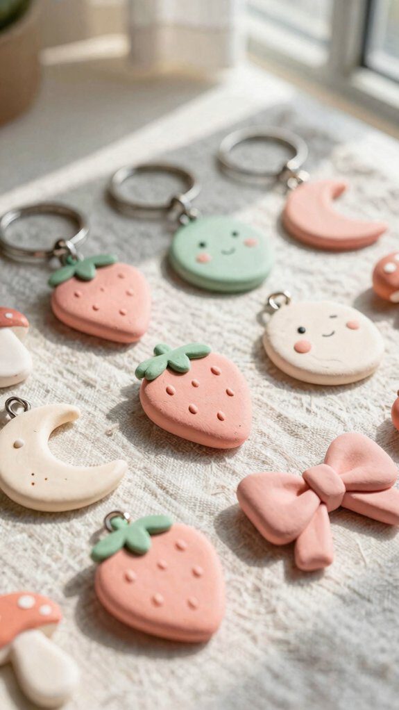 minimal marbled handmade clay keychains