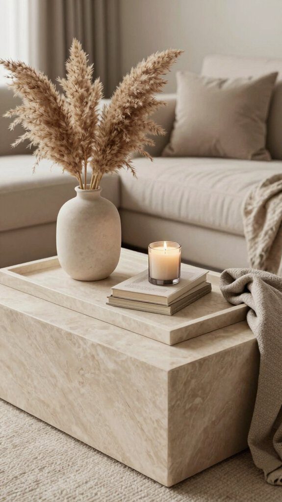 minimal neutral ottoman tray