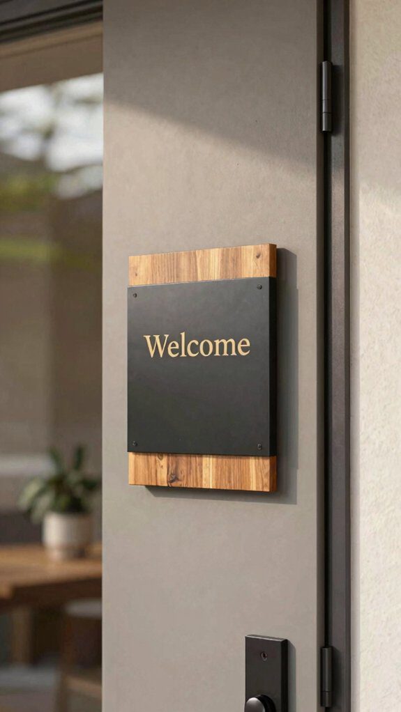 minimalist matte black metal welcome