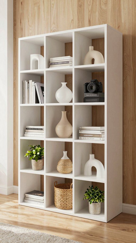 13 DIY Bookshelf Ideas for Living Rooms That Are Stylish and Functional 9 modular painted anchored cube storage
