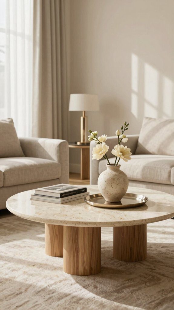 neutral travertine marble styling