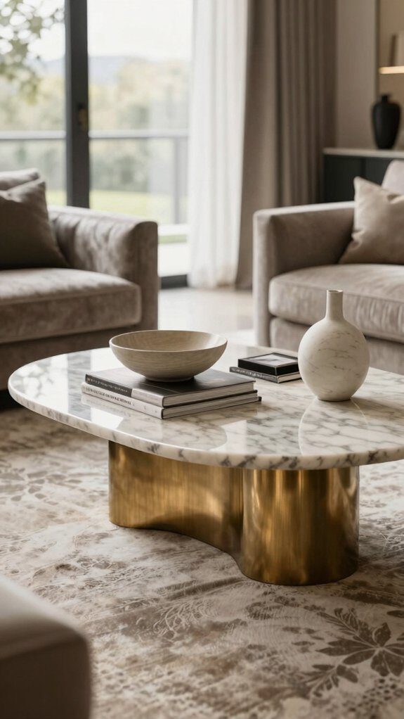 oversized oval marble look coffee table