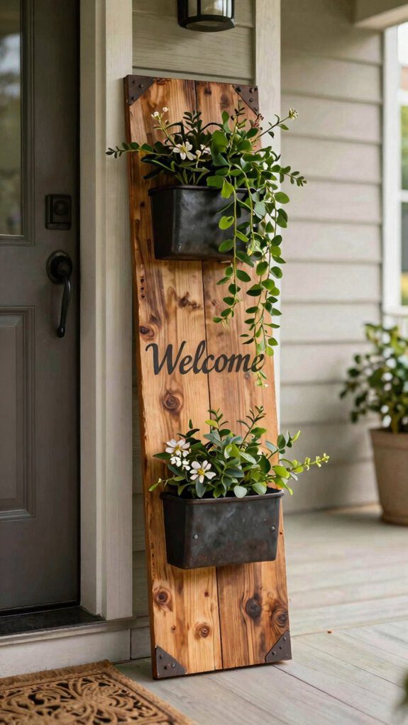 powder coated metal welcome planter