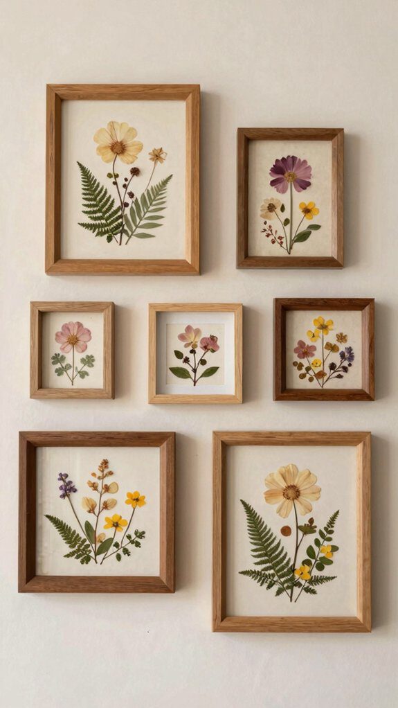 pressed flowers mounted in frames