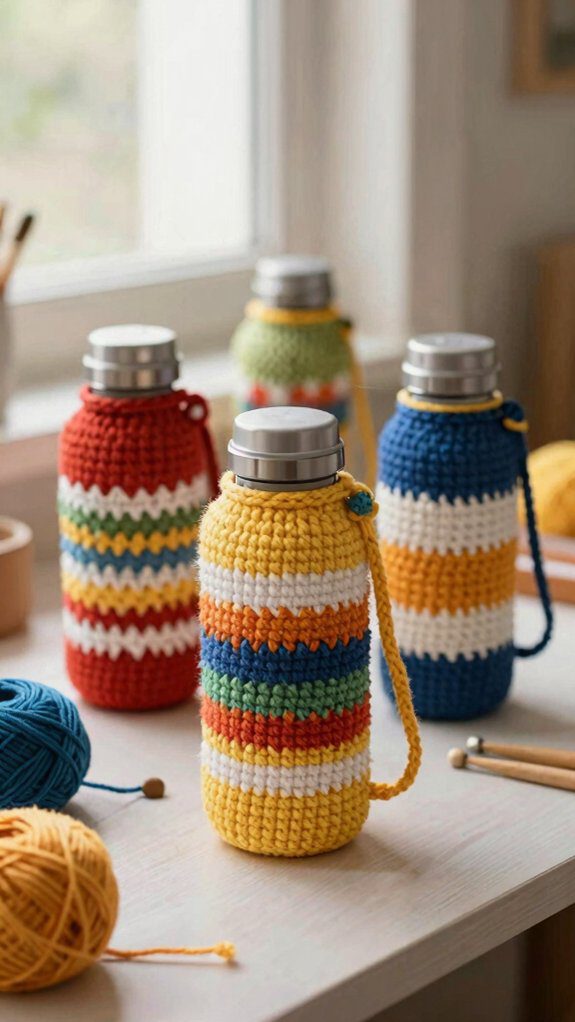 quick fitted crochet bottle holder