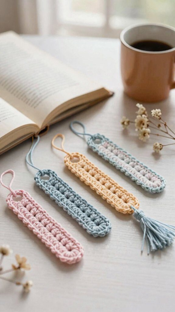 quick scrap yarn crochet bookmarks