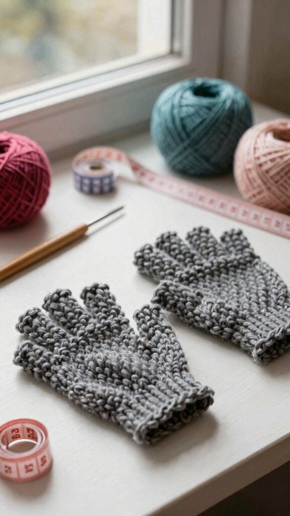 quick snug thumbless worsted gloves
