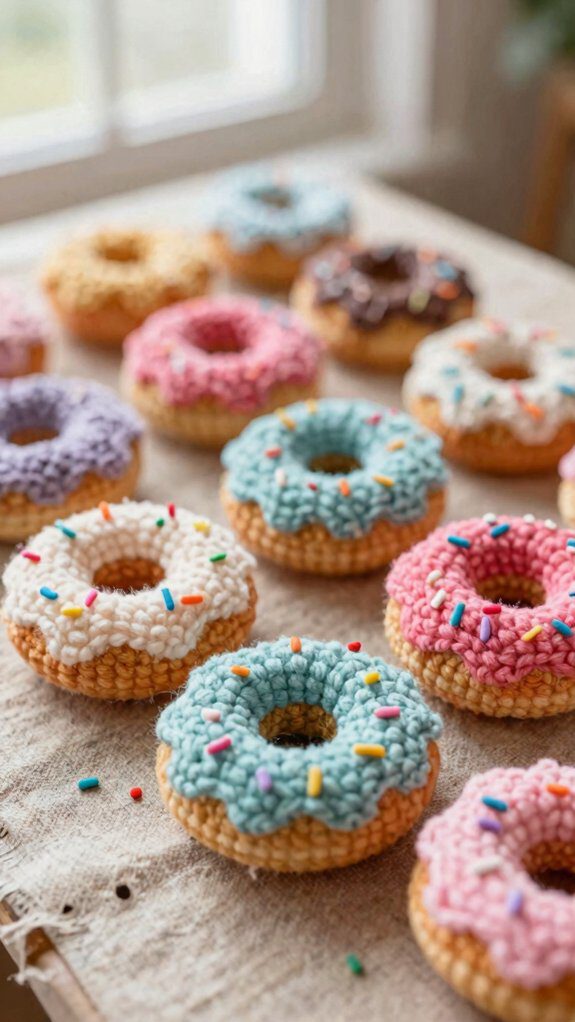 scrap yarn frosted donut amigurumi