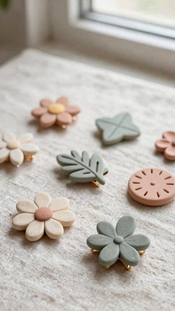 simple handmade pastel clay clips