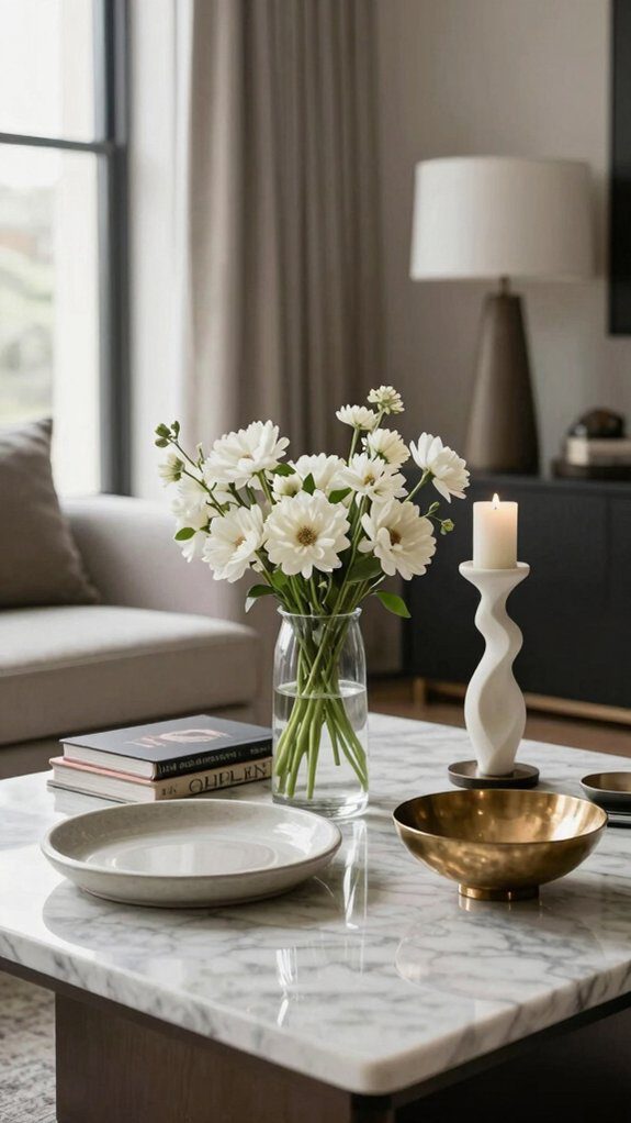 simple layered tabletop decor arrangement