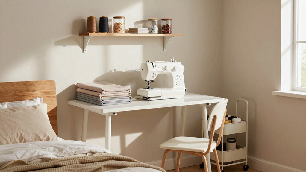 space smart bedroom sewing nook