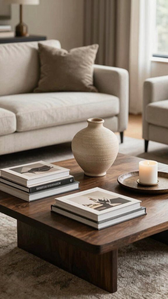 stacked books tidy tray