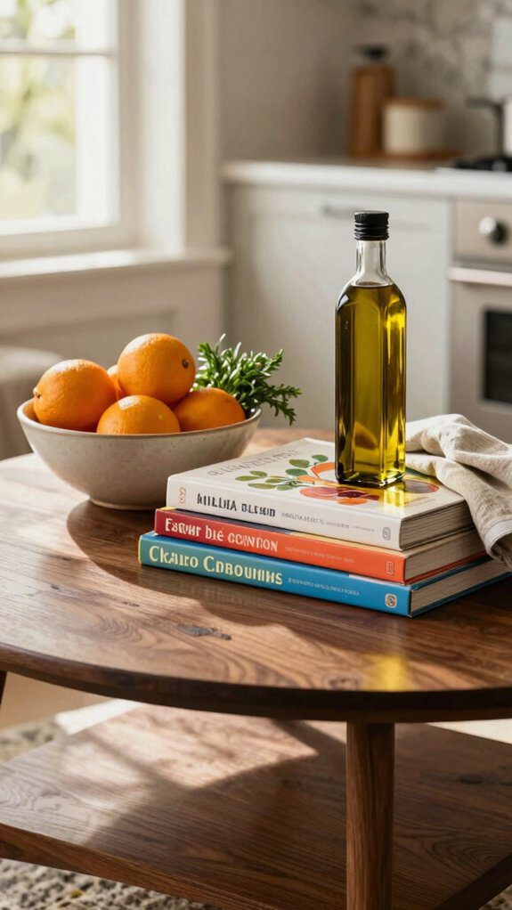 stacked glossy culinary books