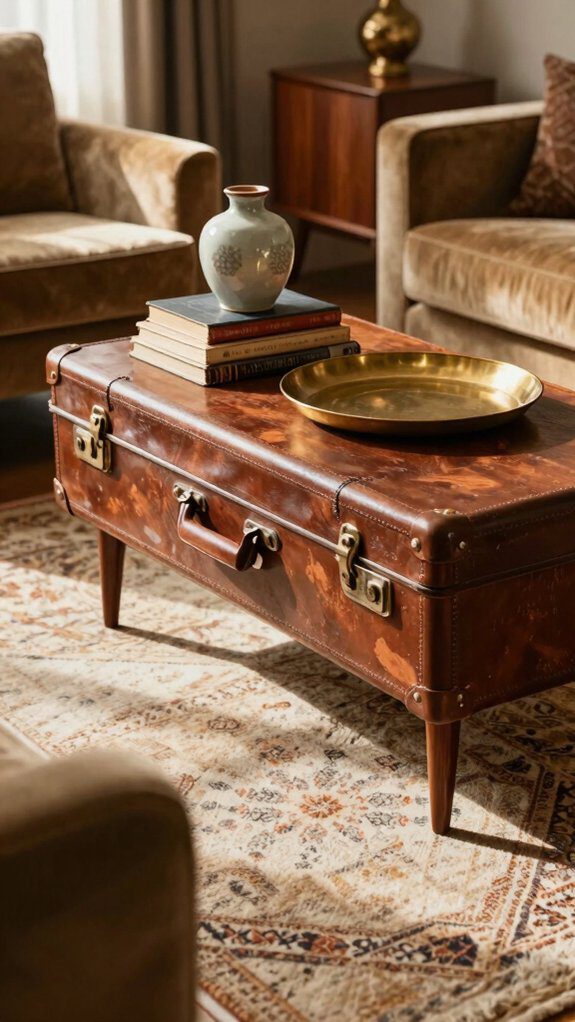 stacked vintage suitcase coffee table