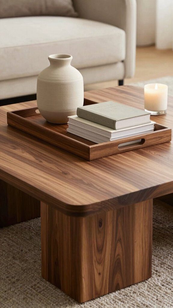 12 Ottoman Coffee Table Ideas That Are Stylish and Functional 8 sturdy wooden tray centerpiece