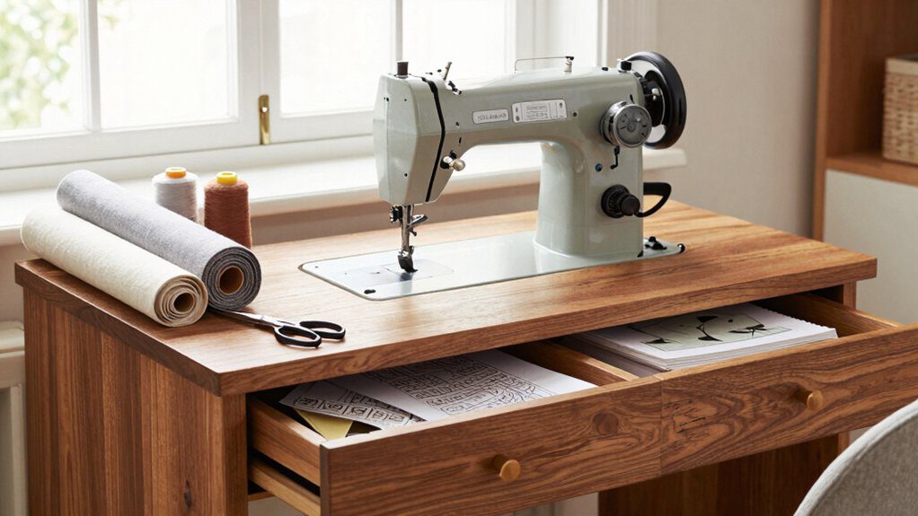 stylish functional sewing workspace