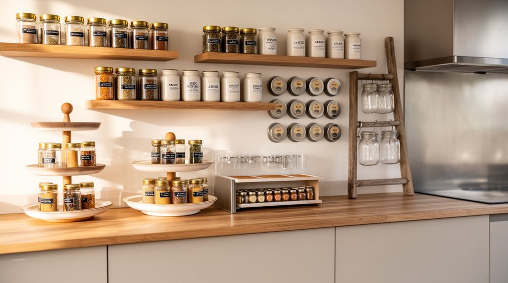 stylish organized kitchen spicerack