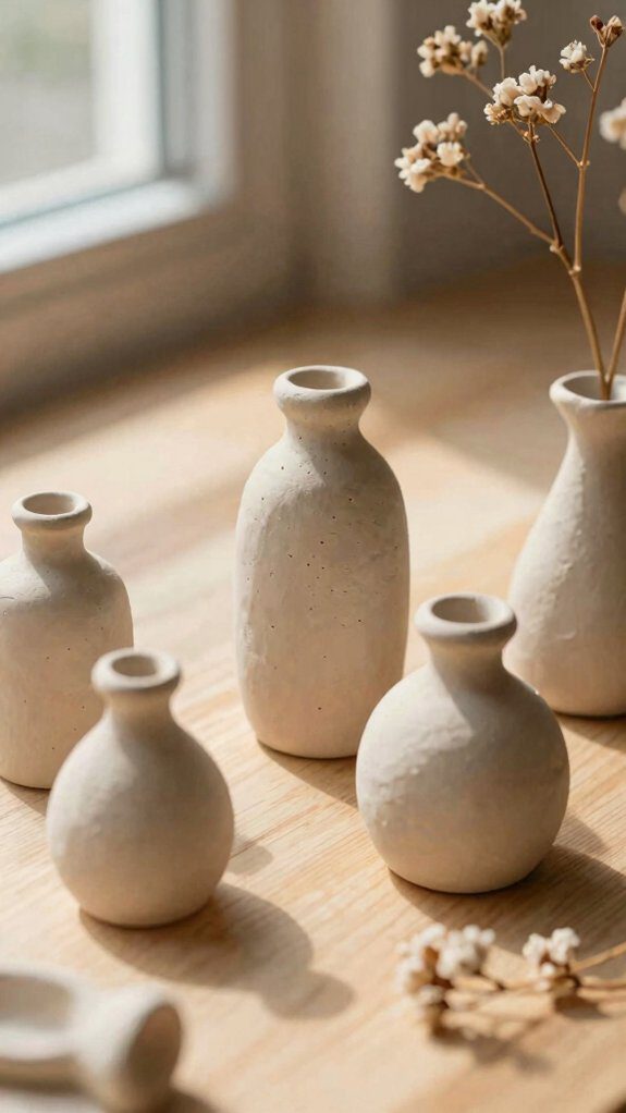 tiny air dry clay magnet vases