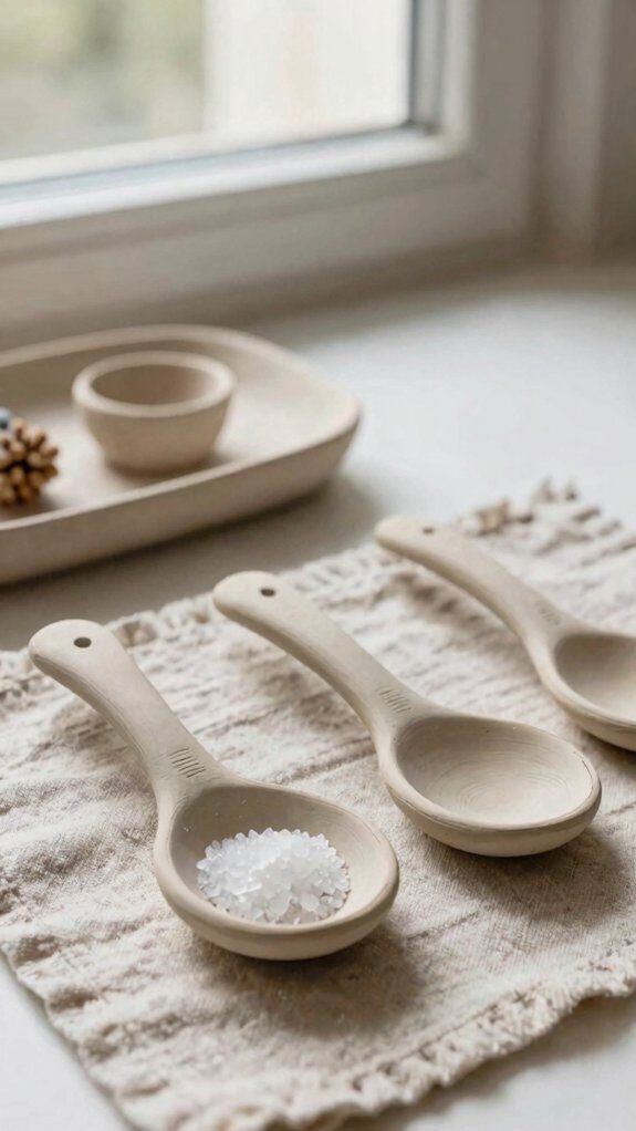 tiny handmade air dry spoons