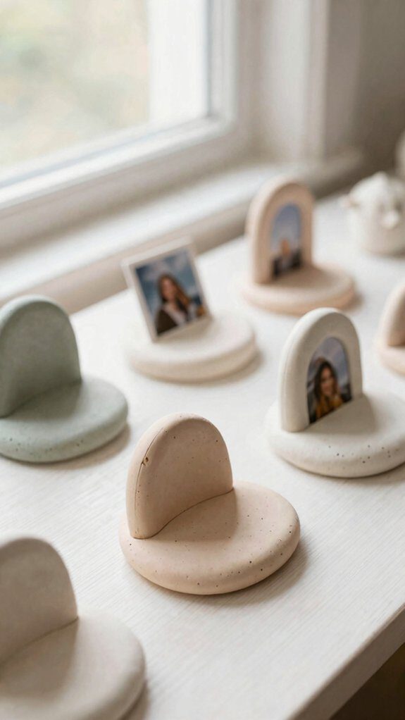 tiny handmade clay photo holders