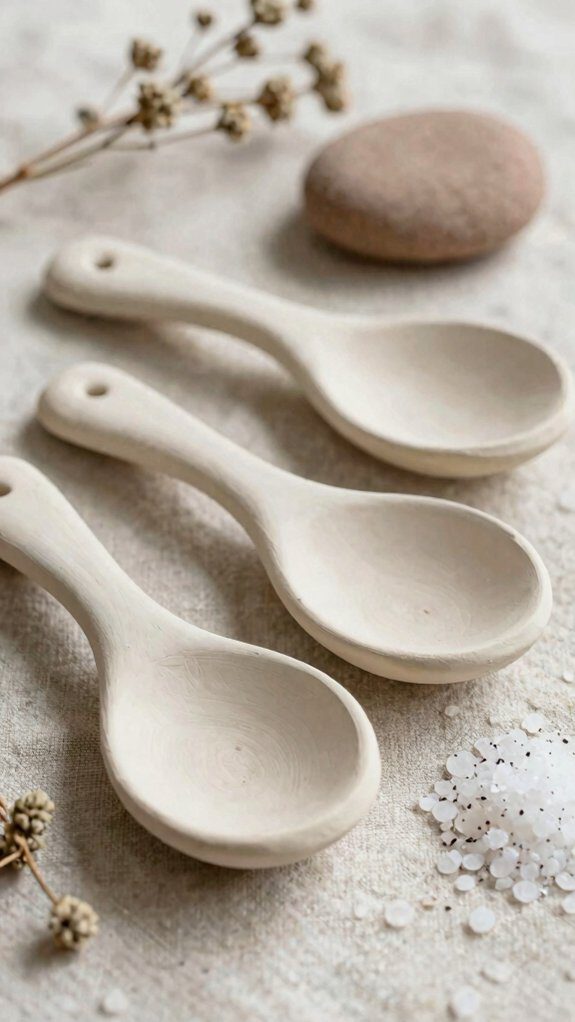 tiny handmade clay salt spoons