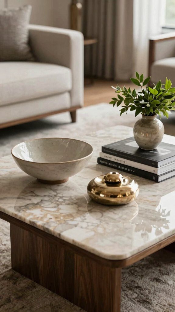 14 Coffee Table Decor Ideas for a Stylish Living Room Setup 7 tiny organizing cozy metallic sparkle