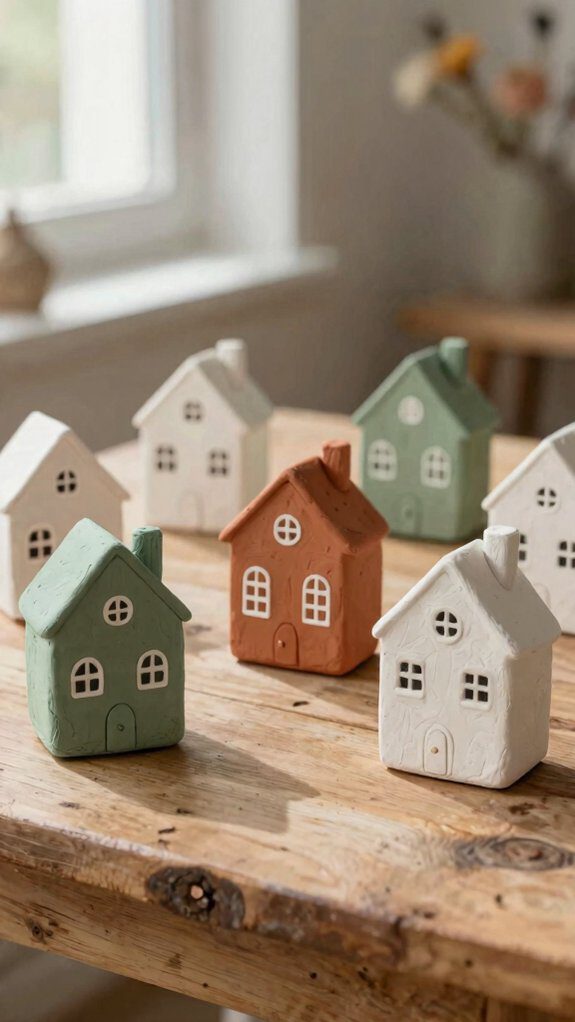 tiny painted clay cottages