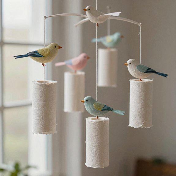toilet roll bird mobile fun