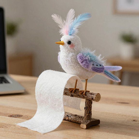 toilet roll tiny desk bird