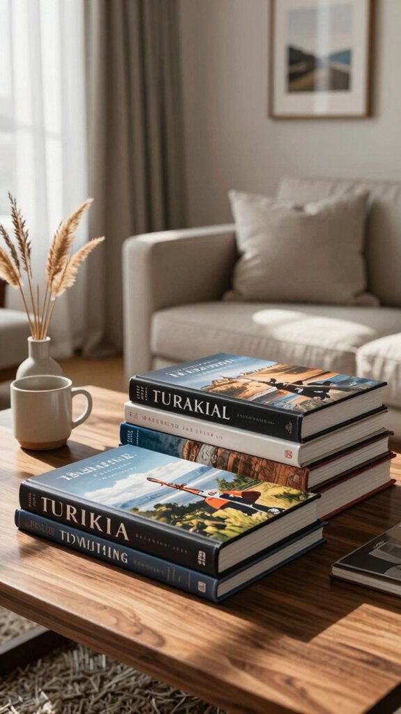 travel photo coffee table styling