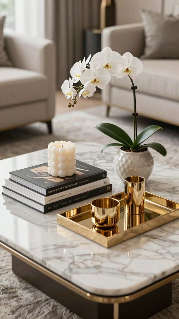 tray curated coffee table styling