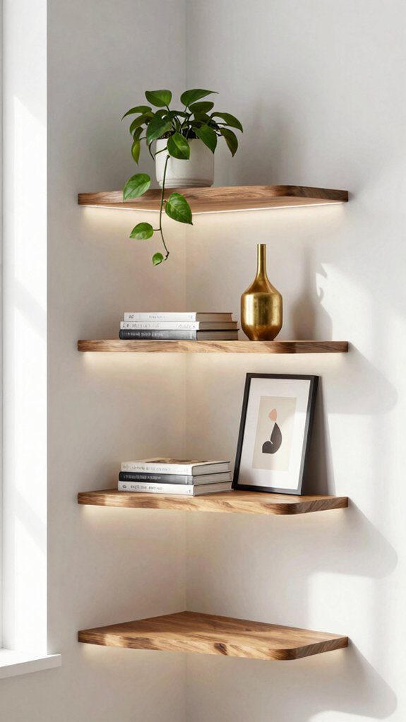 trio corner floating shelves